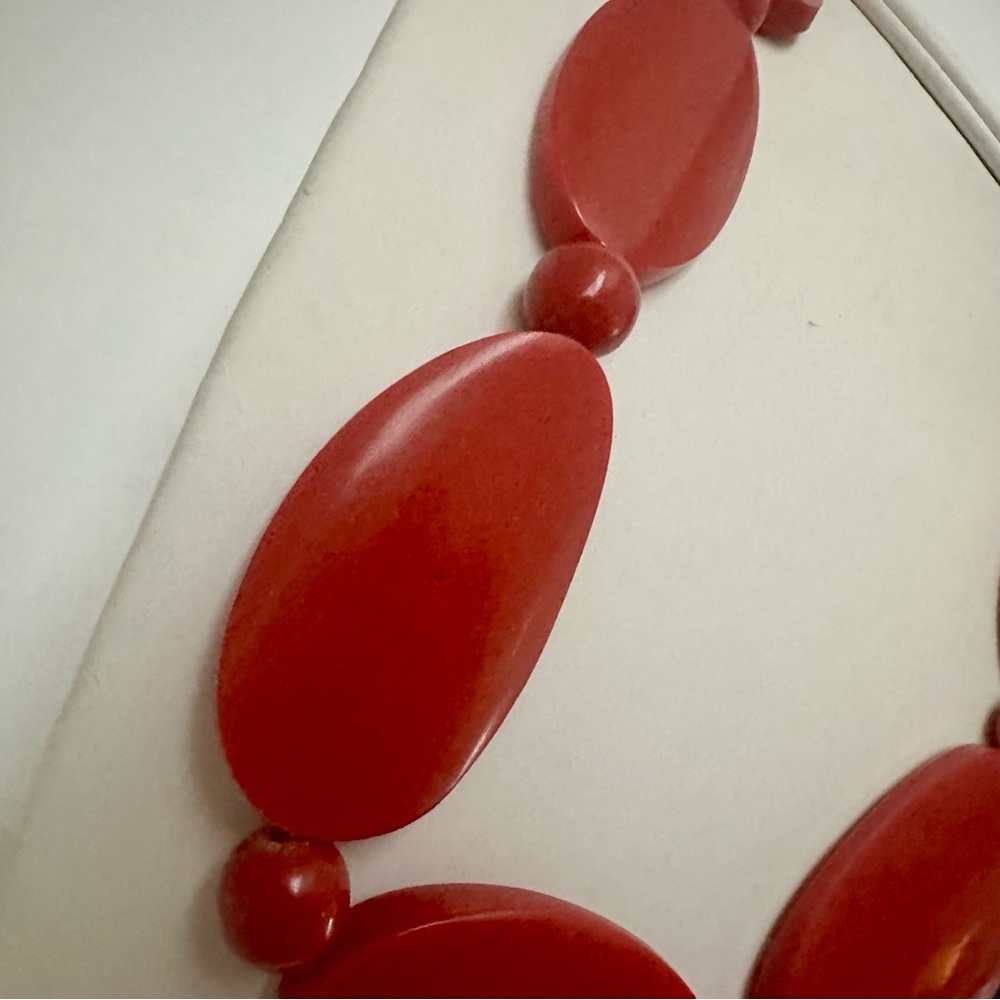 Vintage Statement Block Red Geometric Necklace - image 6